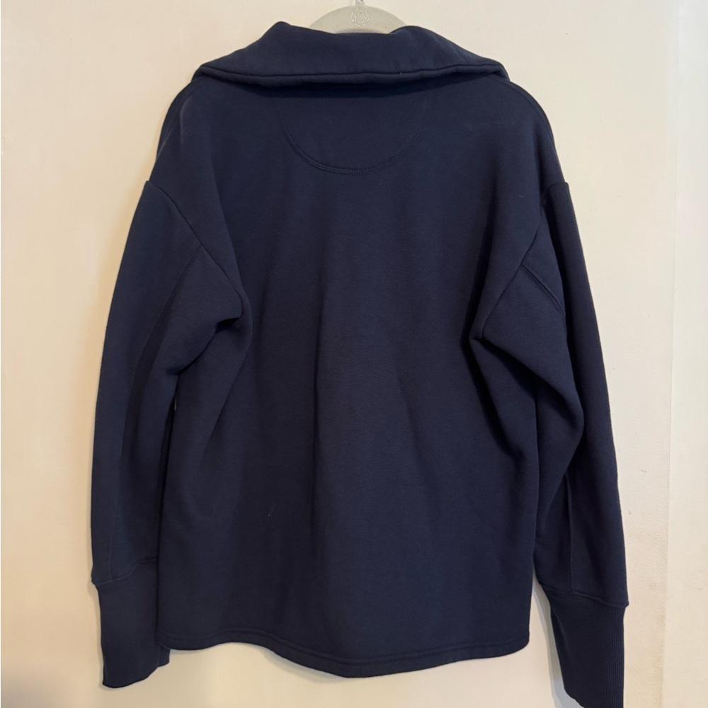 Navy Half-Zip Sweatshirt With Front Pockets - Picture 2 of 5